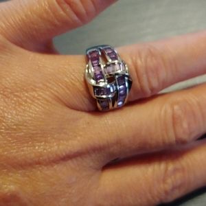 Size 6 925 Silver Sterling Amethyst Ring